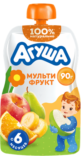 Пюре фруктовое детское АГУША Мультифрукт, с 6 месяцев, 90г, изображение