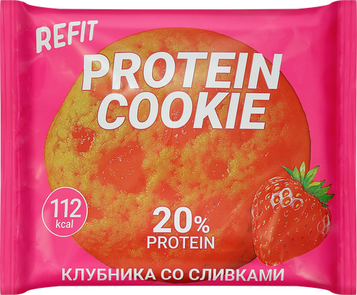 Печенье протеиновое РЕФИТ Клубника со сливками, 40г, изображение