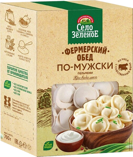 Пельмени СЕЛО ЗЕЛЕНОЕ Фермерский обед По-Мужски, 700г, фото