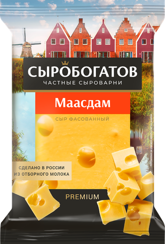 Сыр СЫРОБОГАТОВ Маасдам 45%, без змж, 180г, вид