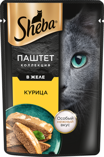 Корм консервированный для кошек SHEBA Нежный паштет в желе Курица, 75г, вид