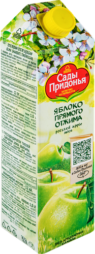 Сок САДЫ ПРИДОНЬЯ Яблочный прямого отжима осветленный, 1л, изображение