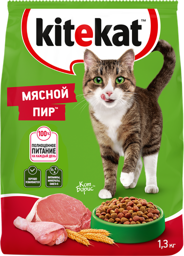 Корм для кошек КИТЕКЭТ Мясной пир, 1,3кг, фотография