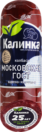 Колбаса копчено-вареная КАЛИНКА Московская ГОСТ, 300г, крупный план