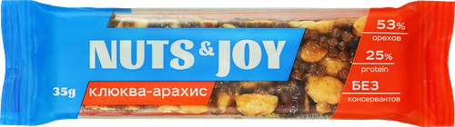 Батончик орехово-злаковый протеиновый NUTS&JOY Клюква-арахис, 35г, изображение