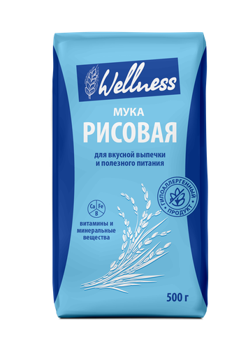 Мука рисовая WELLNESS, 500г, крупный план