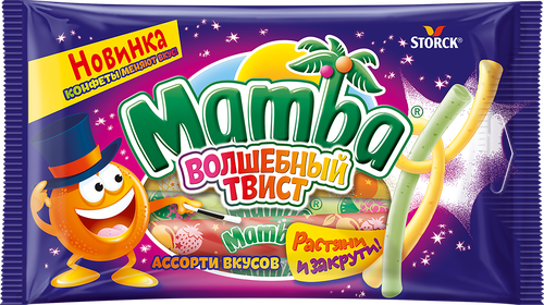 Конфеты жевательные MAMBA Волшебный твист, ассорти вкусов, 70г, детальное фото