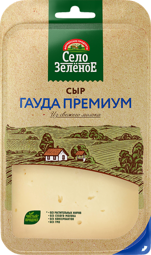 Сыр СЕЛО ЗЕЛЕНОЕ Премиум Гауда 40%, нарезка, без змж, 130г, детальное фото
