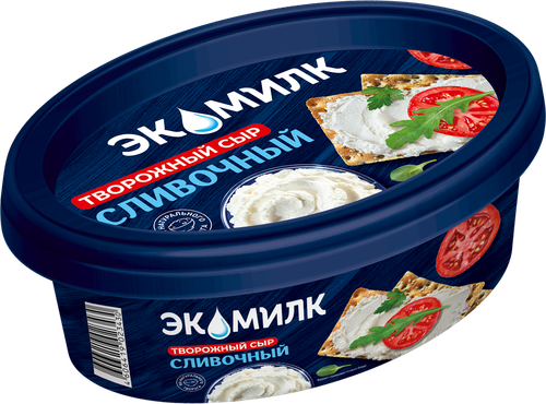 Сыр творожный ЭКОМИЛК 60%, без змж, 120г, вид