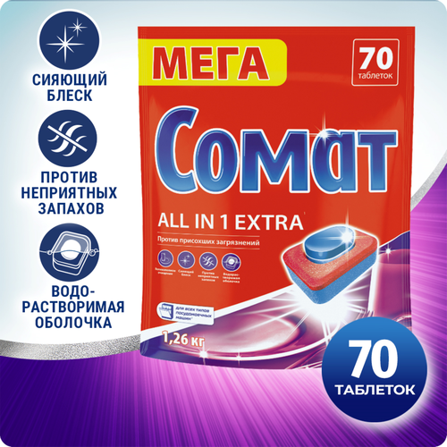 Таблетки для посудомоечной машины СОМАТ Экстра&nbsp;R24, 70шт, фотография