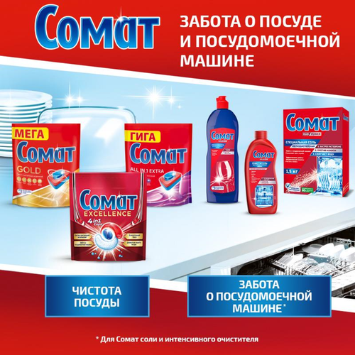 Таблетки для посудомоечной машины СОМАТ Экстра&nbsp;R24, 70шт, крупный план