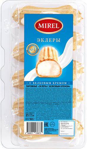 Эклеры с белковым кремом корр 160г. Хлебпром, вид