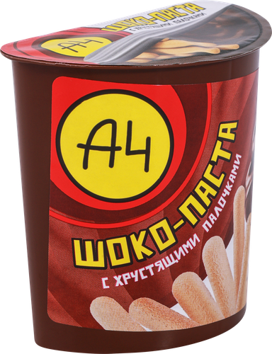 Паста шоколадно-ореховая А4 с хлебными палочками, 52г, детальное фото