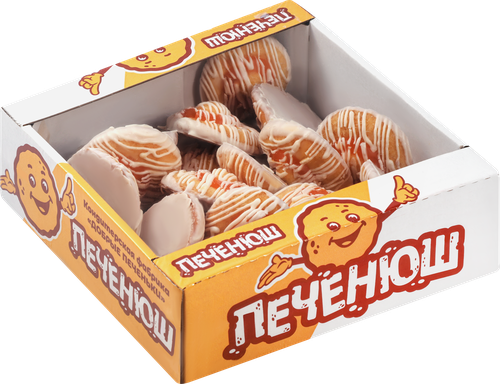 Печенье бисквитное ДОБРЫЕ ПЕЧЕНЬКИ в белой глазури с апельсиновой начинкой, 400г, картинка