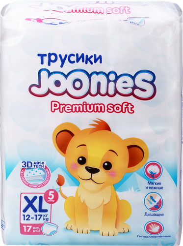 Подгузники-трусики JOONIES Premium Soft XL 12–17кг, 17шт, вид