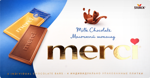Шоколад молочный MERCI, 100г, фото