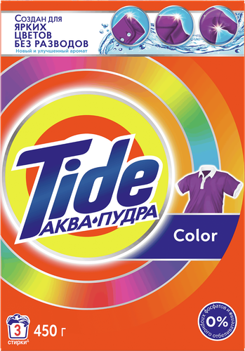 Стиральный порошок для цветного белья TIDE Аквапудра Color, автомат, 450г, фотография