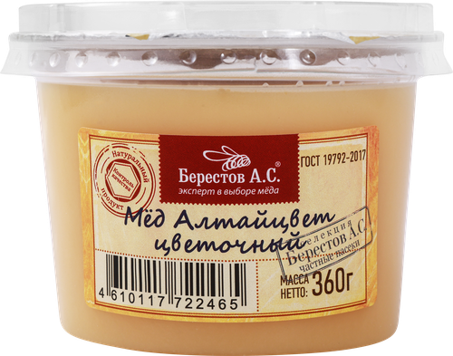Мед цветочный АЛТАЙЦВЕТ, 360г, крупный план
