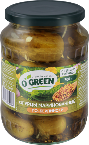 Огурцы маринованные O`GREEN По-берлински, 700г, фото