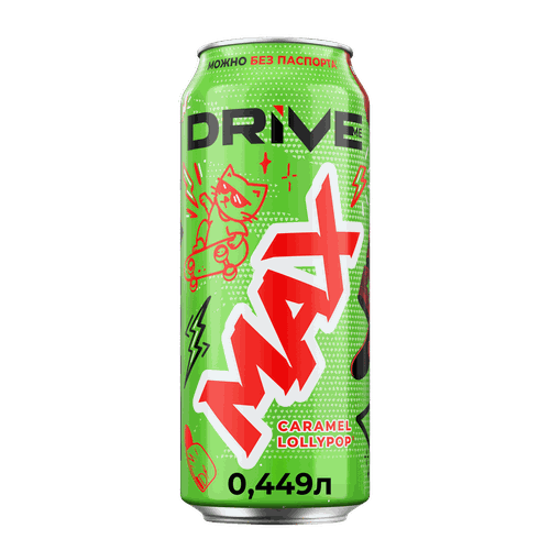 Напиток DRIVE ME Макс с кофеином, ароматизированный сильногазированный, 0.449л, вид
