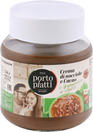 Паста PORTO PIATTI с фундуком и какао, 350г, картинка