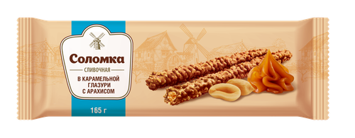 Соломка МЕЛЬНИЦА в глазури со вкусом карамели, с арахисом, 165г, вид