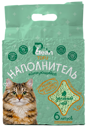 Наполнитель комкующийся ТОФУ Pet Clean п/п 6л. PL, фотография