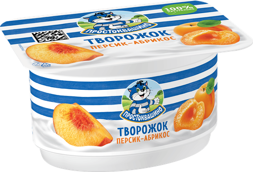 Творожок ПРОСТОКВАШИНО БЗМЖ персик-абрикос 3,6% стакан 110г., фото