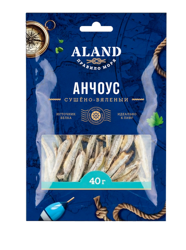 Анчоус сушено-вяленый АЛАНД п/п 40г., крупный план