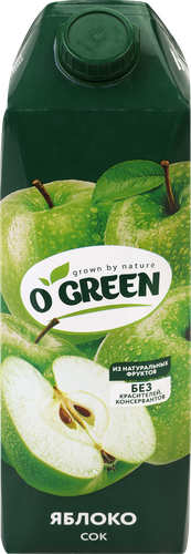Сок OGREEN Яблочный т/п  1л., крупный план
