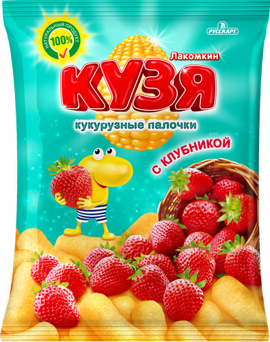 Кукурузные палочки со вкусом клубники КУЗЯ ЛАКОМКИН п/п 100г., изображение