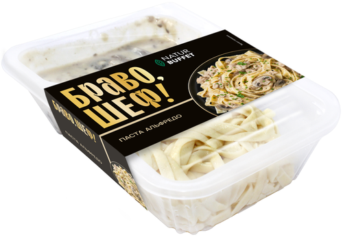 Паста Альфредо лоток 250г. БРАВО! ШЕФ, крупный план