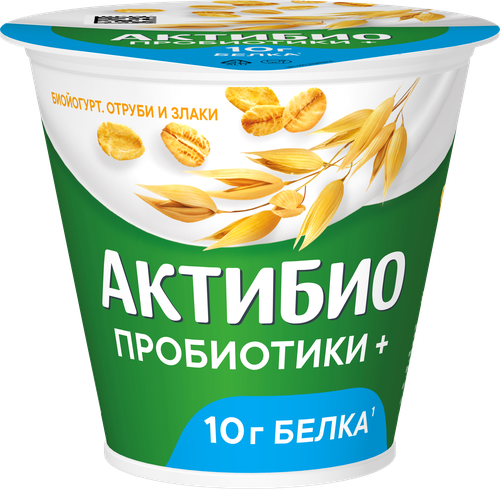 Биойогурт АКТИБИО отруби-злаки 2,9% стакан 220г. БЗМЖ, изображение