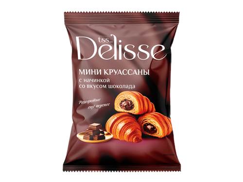 Мини Круассаны DELISSE с начинкой со вкусом шоколада п/п 300г., фото