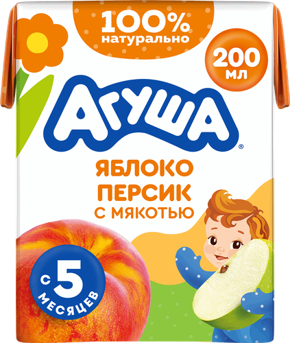 Сок АГУША яблоко-персик тба 200 мл ВБД, детальное фото