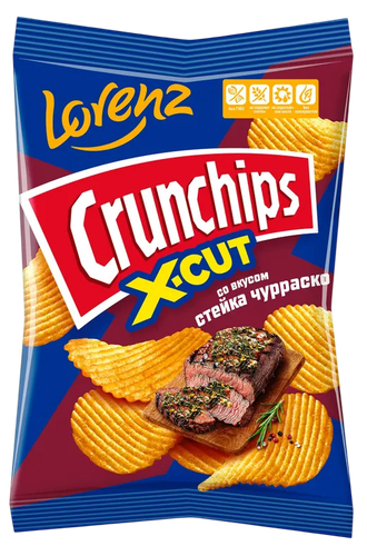 Чипсы картофельные рифленые Crunchips стейк ЧУРАСКО ф/п 70г., детальное фото