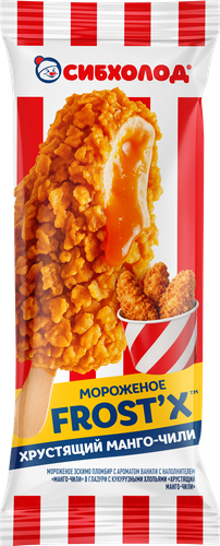 Мороженое ЭСКИМО Frost'x Манго-чили с кукур.хлопьями 12% 50г. СИБХОЛОД БЗМЖ, крупный план