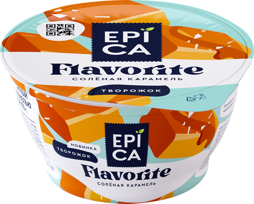 Творожный десерт EPICA FLAVORITE с солёной карамелью 7,6% стакан 130г. Эрманн БЗМЖ, картинка