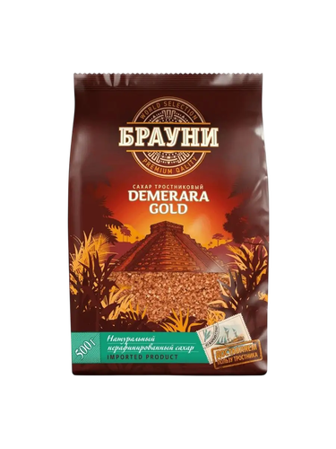 Сахар тростниковый кристаллический БРАУНИ б/п 500г., детальное фото