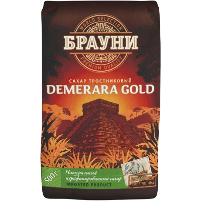 Сахар тростниковый кристаллический БРАУНИ б/п 500г., вид