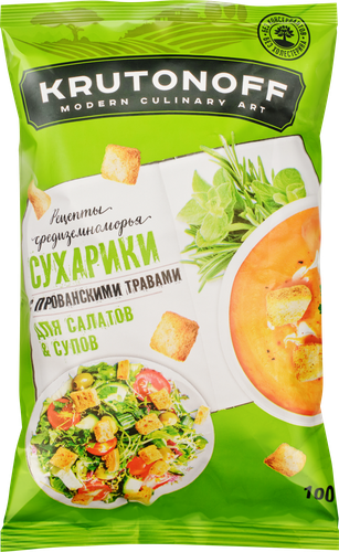 Сухарики КРУТОНОФФ с прованскими травами для салатов и супов п/п 100г., изображение