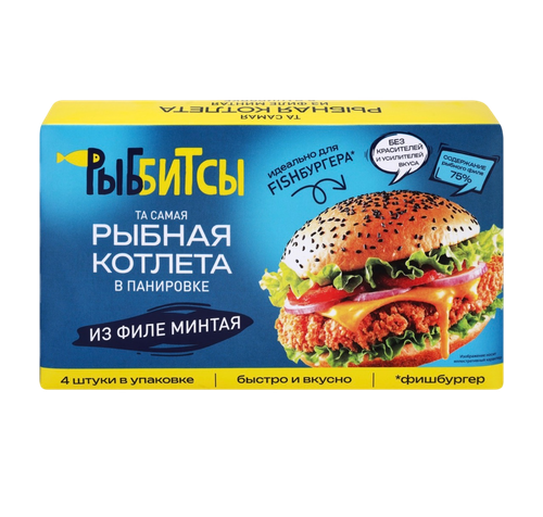 Рыбная котлета из филе минтая в панировке 256г. РЫББИТСЫ, фотография