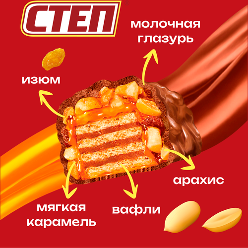 Батончик СТЕП MIX вафельный глазированный 80г., вид