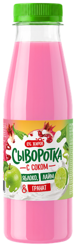 Сывороточный напиток с соком Яблоко-Гранат-Лайм бутылка 300мл., детальное фото