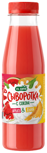 Сывороточный напиток с соком Арбуз-Дыня бутылка 300мл., крупный план
