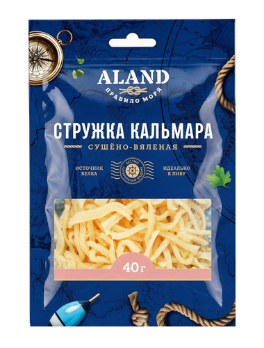 Кальмар стружка сушено-вяленный АЛАНД п/п 40г., детальное фото