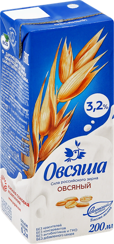 Напиток овсяный ОВСЯША с витаминами и минералами 3,2% т/п 0,2л., фотография