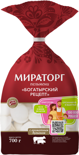 Пельмени БОГАТЫРСКИЙ РЕЦЕПТ п/п 700г. МИРАТОРГ, фото