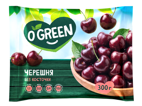 Черешня без косточки O`GREEN быстрозамороженная п/п 300г., картинка