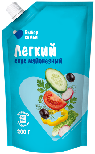 Майонезный соус Лёгкий 25% д/п Выбор семьи 200г. PL, крупный план